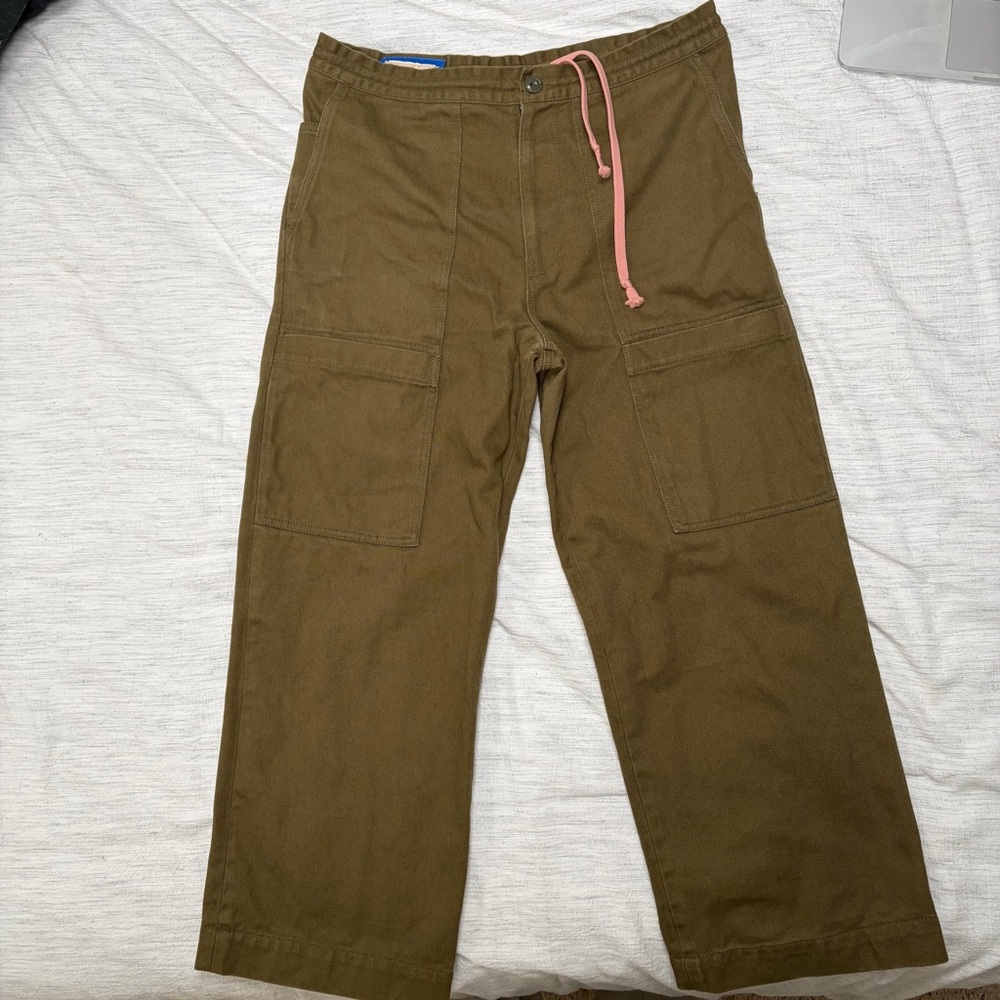 Acne Studios Dark Olive Hill Twill Wide Leg Field Pants size EU46